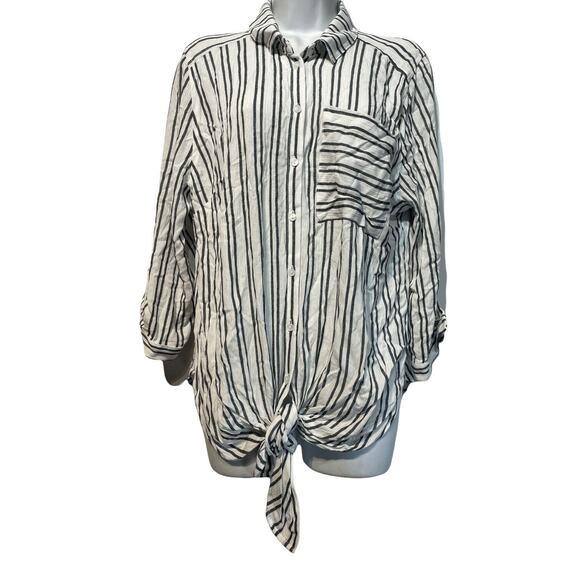 Vixbe Women’s Size M Striped Thompkins Front Tie Front Blouse Top - Picture 1 of 7